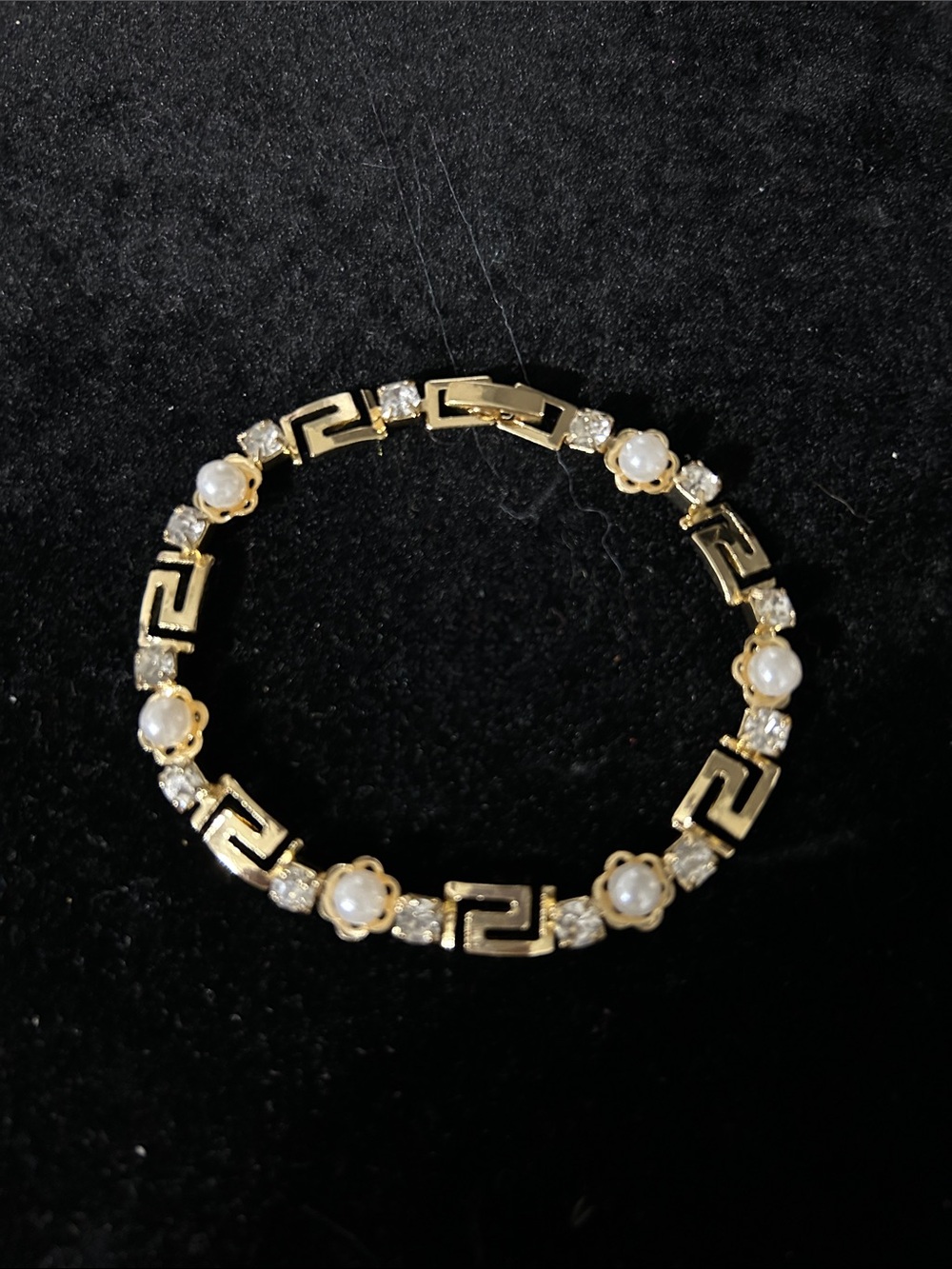 Gold Pearl-Link Bracelet with Crystal Accents - Picture 2 of 2